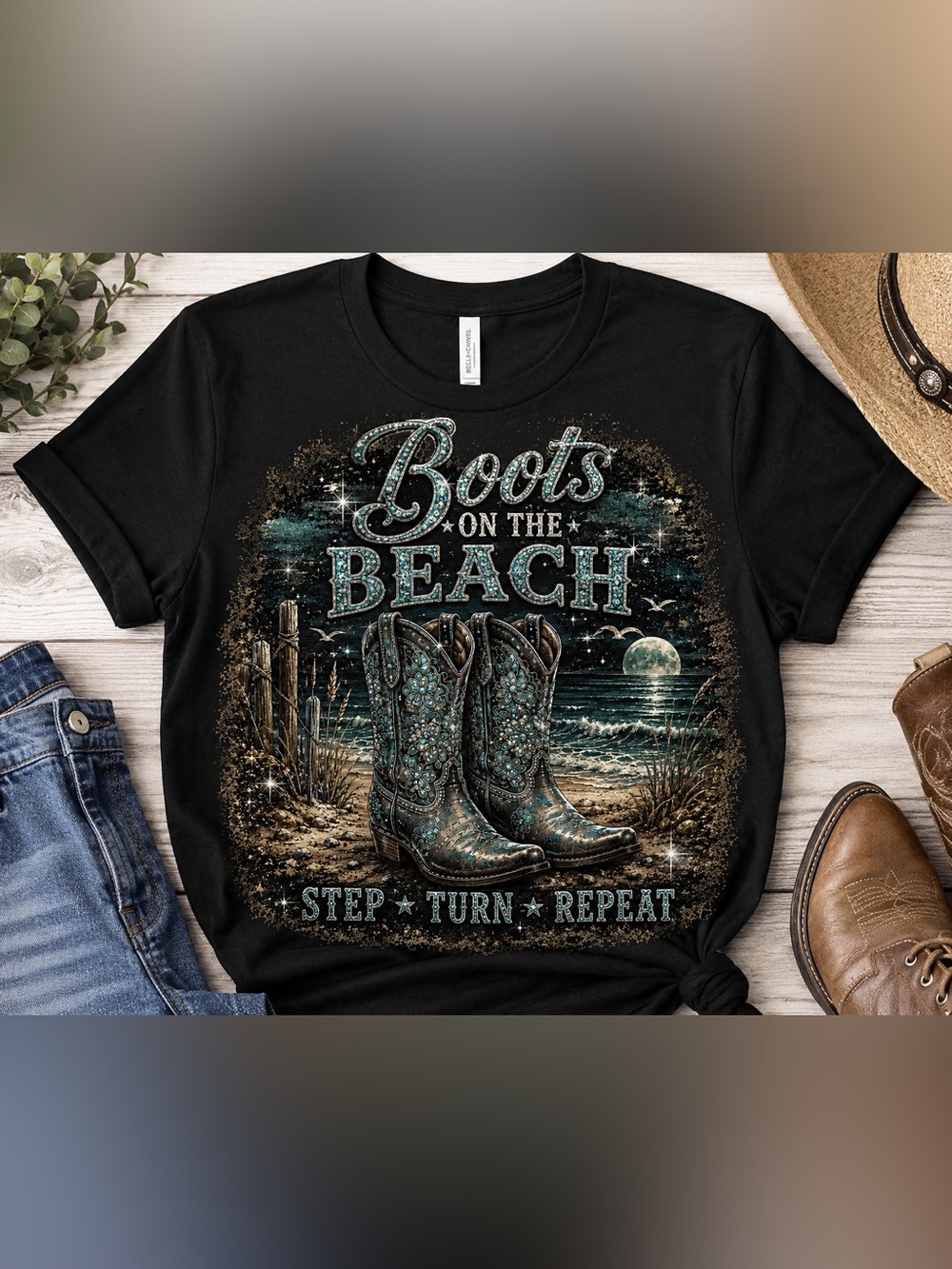 BOOTS ON THE BEACH Line Dancing T-Shirt.